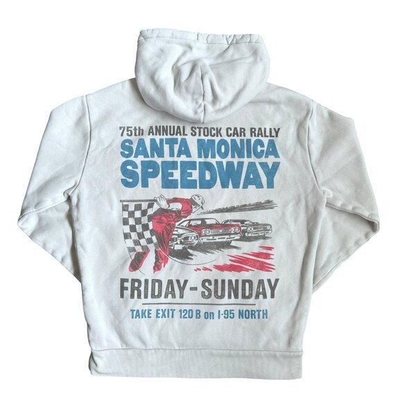 Hollister Co. Other - Hollister Hoodie Mens Small Santa Monica Speedway California White Cream Racing